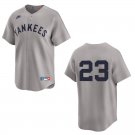 Yankees #23 Don Mattingly Gray Throwback Stitched Jersey No Name