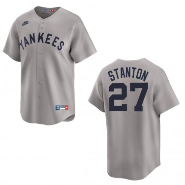 Yankees #27 Giancarlo Stanton Gray Throwback Stitched Jersey