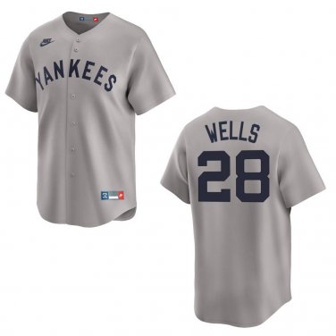 Yankees #28 Austin Wells Gray Throwback Stitched Jersey