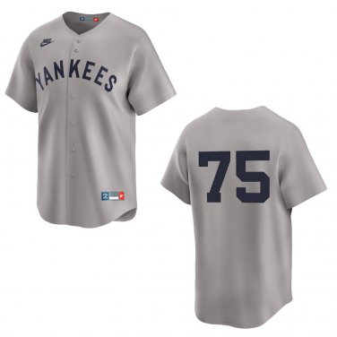 Yankees #75 Camilo Doval Gray Throwback Stitched Jersey No Name