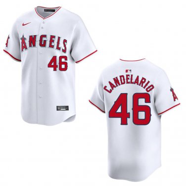 Angels #46 Jeimer Candelario White Stitched Jersey