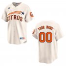 Astros #00 Custom Name And Number Cream Throwback Stitched Jersey