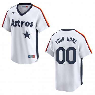 Astros #00 Custom Name And Number White Throwback Stitched Jersey