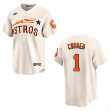 Astros #1 Carlos Correa Cream Throwback Stitched Jersey