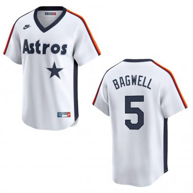 Astros #5 Jeff Bagwell White Throwback Stitched Jersey