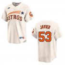 Astros #53 Cristian Javier Cream Throwback Stitched Jersey
