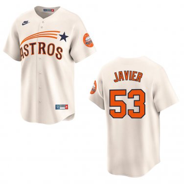 Astros #53 Cristian Javier Cream Throwback Stitched Jersey