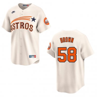 Astros #58 Hunter Brown Cream Throwback Stitched Jersey