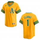 Athletics #1 Denzel Clarke Gold Throwback Stitched Jersey