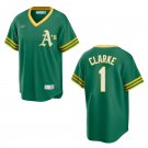 Athletics #1 Denzel Clarke Green Throwback Stitched Jersey