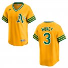 Athletics #3 Max Muncy Gold Throwback Stitched Jersey
