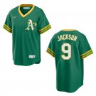 Athletics #9 Reggie Jackson Green Throwback Stitched Jersey