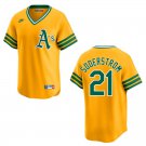 Athletics #21 Tyler Soderstrom Gold Throwback Stitched Jersey Athletics #21 Tyler Soderstrom Gold Throwback Stitched Jersey