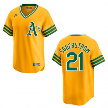 Athletics #21 Tyler Soderstrom Gold Throwback Stitched Jersey