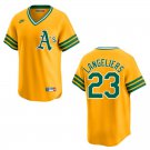 Athletics #23 Shea Langeliers Gold Throwback Stitched Jersey