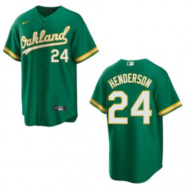 Athletics #24 Rickey Henderson Green Stitched Jersey
