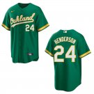 Athletics #24 Rickey Henderson Green Stitched Jersey