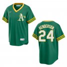 Athletics #24 Rickey Henderson Green Throwback Stitched Jersey