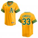 Athletics #33 Jose Canseco Gold Throwback Stitched Jersey