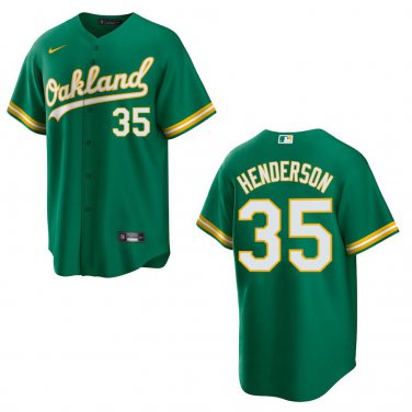 Athletics #35 Rickey Henderson Green Stitched Jersey