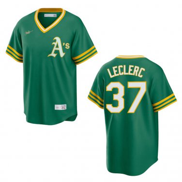 Athletics #37 Jose Leclerc Green Throwback Stitched Jersey