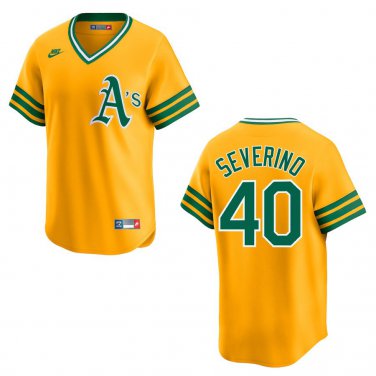 Athletics #40 Luis Severino Gold Throwback Stitched Jersey