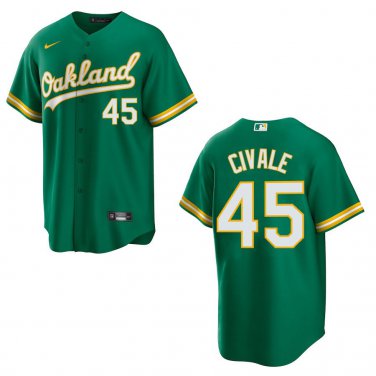 Athletics #45 Aaron Civale Green Stitched Jersey
