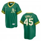 Athletics #45 Aaron Civale Green Throwback Stitched Jersey