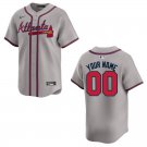 Braves #00 Custom Name And Number Gray Stitched Jersey