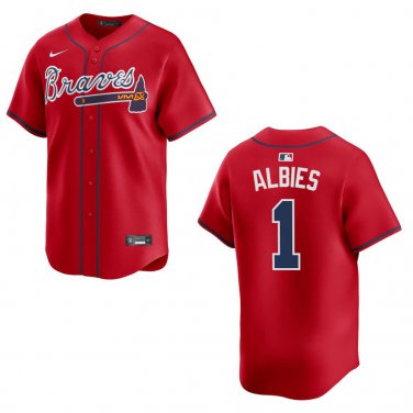 Braves #1 Ozzie Albies Red Stitched Jersey