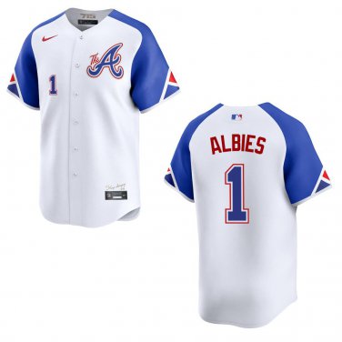 Braves #1 Ozzie Albies White City Stitched Jersey
