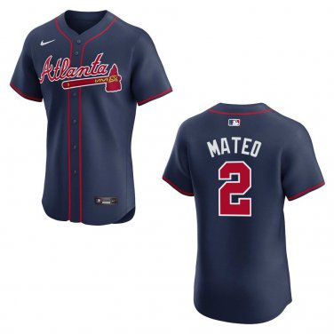 Braves #2 Jorge Mateo Navy Stitched Jersey
