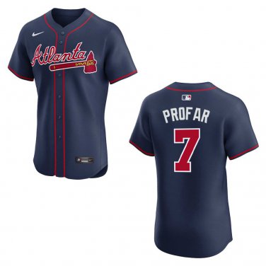 Braves #7 Jurickson Profar Navy Stitched Jersey