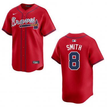 Braves #8 Dominic Smith Red Stitched Jersey
