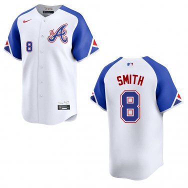 Braves #8 Dominic Smith White City Stitched Jersey