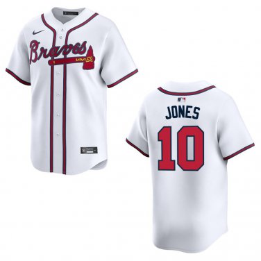 Braves #10 Chipper Jones White Stitched Jersey