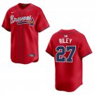 Braves #27 Austin Riley Red Stitched Jersey