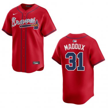 Braves #31 Greg Maddux Red Stitched Jersey
