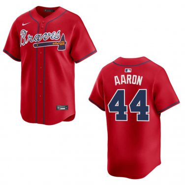 Braves #44 Hank Aaron Red Stitched Jersey