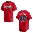 Braves #47 Tom Glavine Red Stitched Jersey