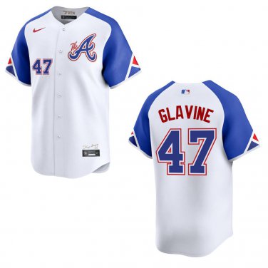 Braves #47 Tom Glavine White City Stitched Jersey