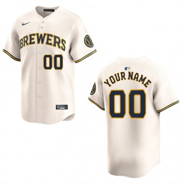 Brewers #00 Custom Name And Number Cream Stitched Jersey