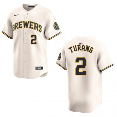 Brewers #2 Brice Turang Cream Stitched Jersey