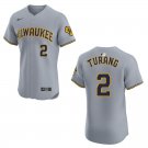 Brewers #2 Brice Turang Gray Stitched Jersey