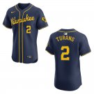Brewers #2 Brice Turang Navy Stitched Jersey