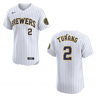 Brewers #2 Brice Turang White Stitched Jersey