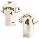 Brewers #4 Paul Molitor Cream Stitched Jersey