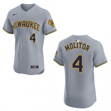 Brewers #4 Paul Molitor Gray Stitched Jersey