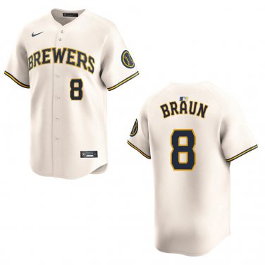 Brewers #8 Ryan Braun Cream Stitched Jersey