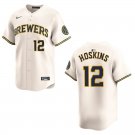 Brewers #12 Rhys Hoskins Cream Stitched Jersey